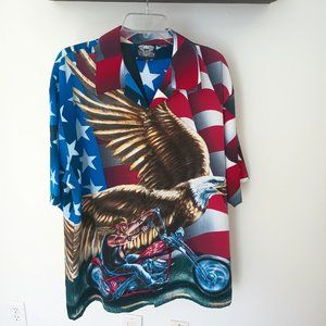 Dragonfly Clothing Co Men's Easy Rider V Twin Motorcycle Flag Eagle Shirt XL
